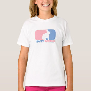 Gelukkig Pasen Leuke Bunny Sport Stijl Logo T-shirt