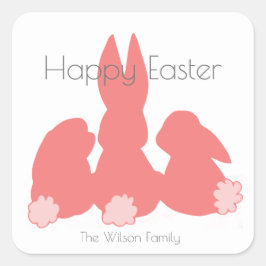 Gelukkig Pasen | Leuke konijntjes | Gepersonalisee Vierkante Sticker