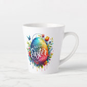 Gelukkig Pasen: Levendige Waterverf Paasei Latte Mok (Rechts)