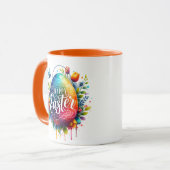 Gelukkig Pasen: Levendige Waterverf Paasei Mok (Voorkant links)