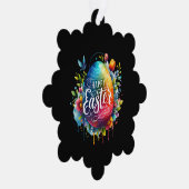 Gelukkig Pasen: Levendige Waterverf Paasei Ornament Kaart (Rechts)