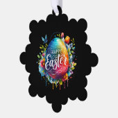 Gelukkig Pasen: Levendige Waterverf Paasei Ornament Kaart (Links)