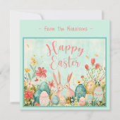 Gelukkig Pasen licht groen waterverf platte groet Kaart (Voorkant)