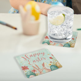 Gelukkig Pasen licht groene waterverf Kartonnen Onderzetters