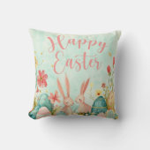 Gelukkig Pasen licht groene waterverf Kussen (Voorkant)