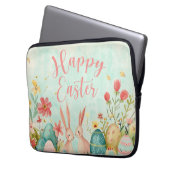 Gelukkig Pasen licht groene waterverf Laptop Sleeve (Voorkant Links)