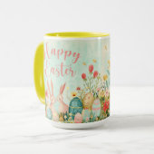 Gelukkig Pasen licht groene waterverf Mok (Voorkant links)