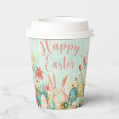 Gelukkig Pasen licht groene waterverf Papieren Bekers (Achterkant)