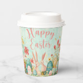 Gelukkig Pasen licht groene waterverf Papieren Bekers (Voorkant)