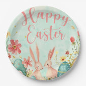 Gelukkig Pasen licht groene waterverf Papieren Bordje (Voorkant)