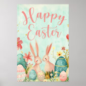 Gelukkig Pasen licht groene waterverf Poster (Voorkant)