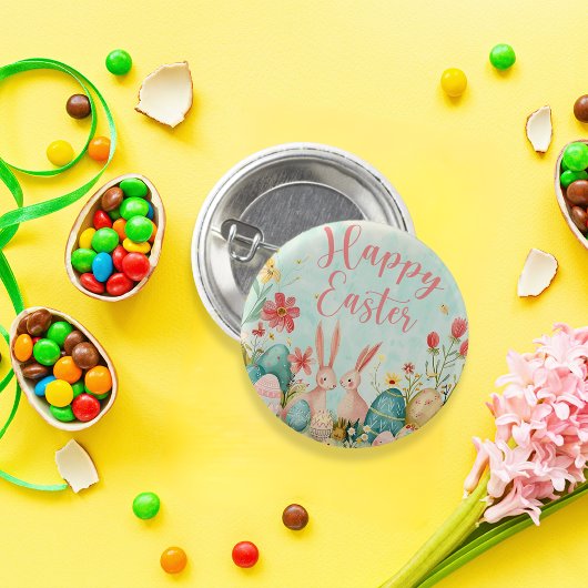 Gelukkig Pasen licht groene waterverf Ronde Button 3,2 Cm