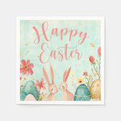 Gelukkig Pasen licht groene waterverf Servet (Voorkant)