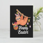 Gelukkig Pasen Luiaard Plat Kerstkaart (Staand voorkant)