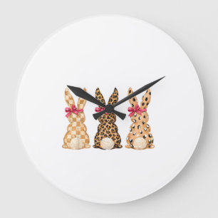 Gelukkig Pasen Luipaard Konijn Coquette Strik Meis Grote Klok