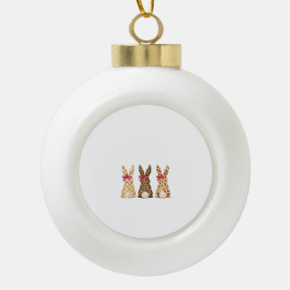 Gelukkig Pasen Luipaard Konijn Coquette Strik Meis Keramische Bal Ornament