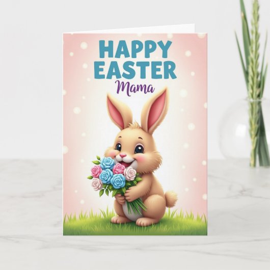 Gelukkig Pasen Mama Konijn Kaart (Voorkant)