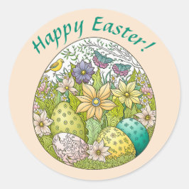 Gelukkig Pasen  Mandala Art 3 Gepersonaliseerd Ronde Sticker