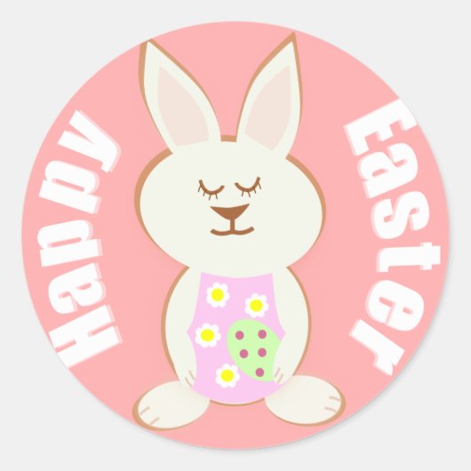 Gelukkig Pasen Meisje Bunny Stickers (Voorkant)