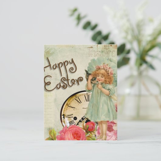 gelukkig Pasen meisje Feestdagenkaart (Staand voorkant)