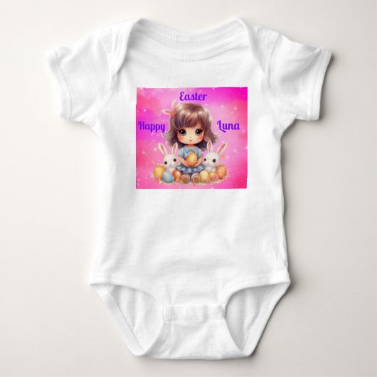 Gelukkig Pasen Meisjes Baby Body Romper (Voorkant)