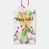 Gelukkig Pasen met Bunny, Gnome en Iris Gift Label Cadeaulabel (Voorkant)