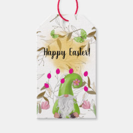Gelukkig Pasen met Bunny, Gnome en Iris Gift Label Cadeaulabel