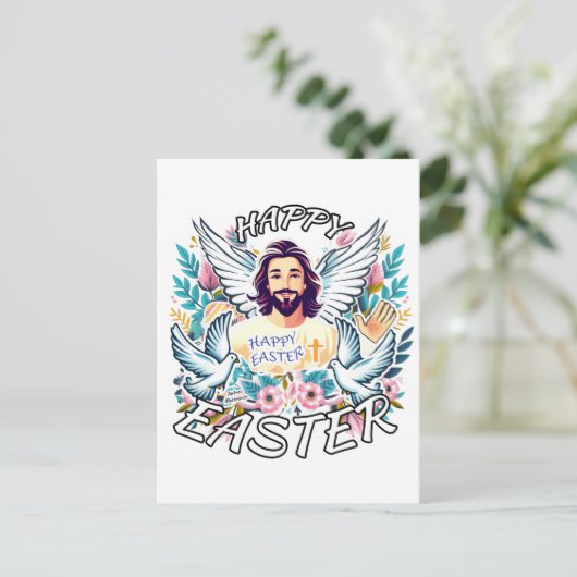 Gelukkig Pasen met Jezus Feestdagenkaart (Staand voorkant)