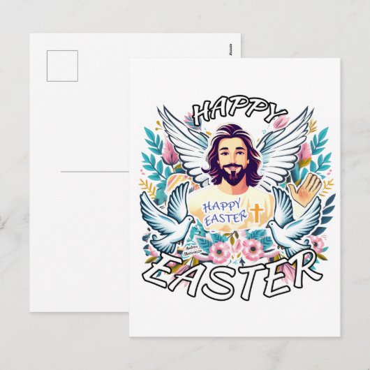 Gelukkig Pasen met Jezus Feestdagenkaart (Voorkant / Achterkant)