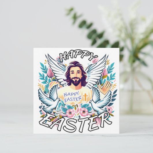 Gelukkig Pasen met Jezus Feestdagenkaart (Staand voorkant)
