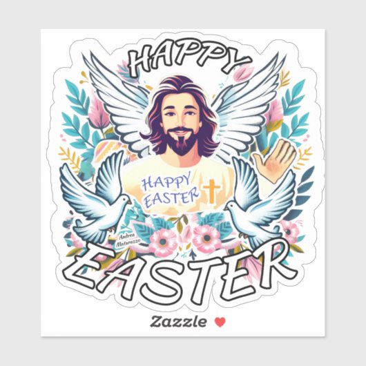 Gelukkig Pasen met Jezus Sticker (Vel)
