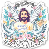 Gelukkig Pasen met Jezus Sticker (Voorkant)