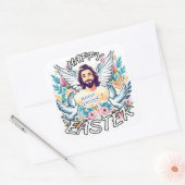 Gelukkig Pasen met Jezus Vierkante Sticker (Envelop)