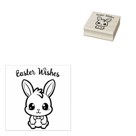 🐰Gelukkig Pasen met paashaas en tekst Rubberstempel (Gestempeld)