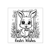 🐰Gelukkig Pasen met paashaas en tekst Rubberstempel (Afrduk)