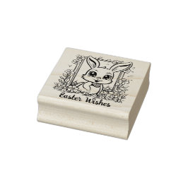 🐰Gelukkig Pasen met paashaas en tekst Rubberstempel