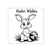 🐰Gelukkig Pasen met paashaas en tekst Rubberstempel (Afrduk)