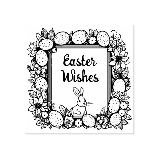 🐰Gelukkig Pasen met paashaas en tekst Rubberstempel (Afrduk)