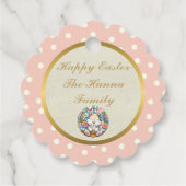 Gelukkig Pasen Met Schattige Konijntje, Eieren, en Bedankjes Labels (Achterkant)