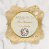 Gelukkig Pasen Met Schattige Konijntje, Eieren, en Bedankjes Labels (Achterkant)