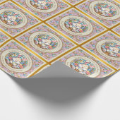 Gelukkig Pasen Met Schattige Konijntje, Eieren, en Cadeaupapier (Hoek)