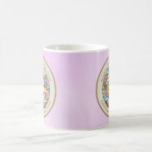 Gelukkig Pasen Met Schattige Konijntje, Eieren, en Koffiemok (Center)