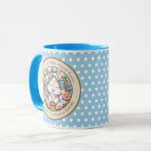 Gelukkig Pasen Met Schattige Konijntje, Eieren, en Mok (Voorkant links)