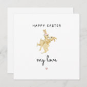 gelukkig Pasen mijn liefde leuk konijnenkonijnenst Feestdagenkaart (Voorkant / Achterkant)