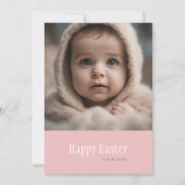 Gelukkig Pasen minimalistisch roze foto Feestdagenkaart (Voorkant)