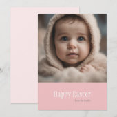 Gelukkig Pasen minimalistisch roze foto Feestdagenkaart (Voorkant / Achterkant)