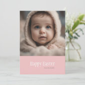 Gelukkig Pasen minimalistisch roze foto Feestdagenkaart (Staand voorkant)