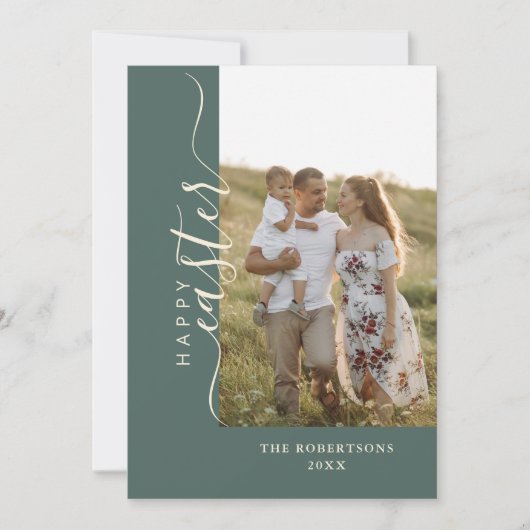 Gelukkig Pasen Modern Minimalistisch Sage Groene K Feestdagenkaart (Voorkant)