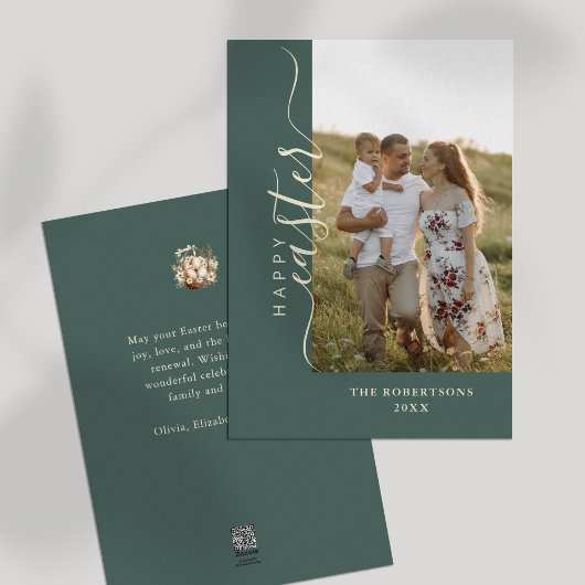 Gelukkig Pasen Modern Minimalistisch Sage Groene K Feestdagenkaart