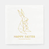 Gelukkig Pasen Modern Wit en Goud Servet (Voorkant)